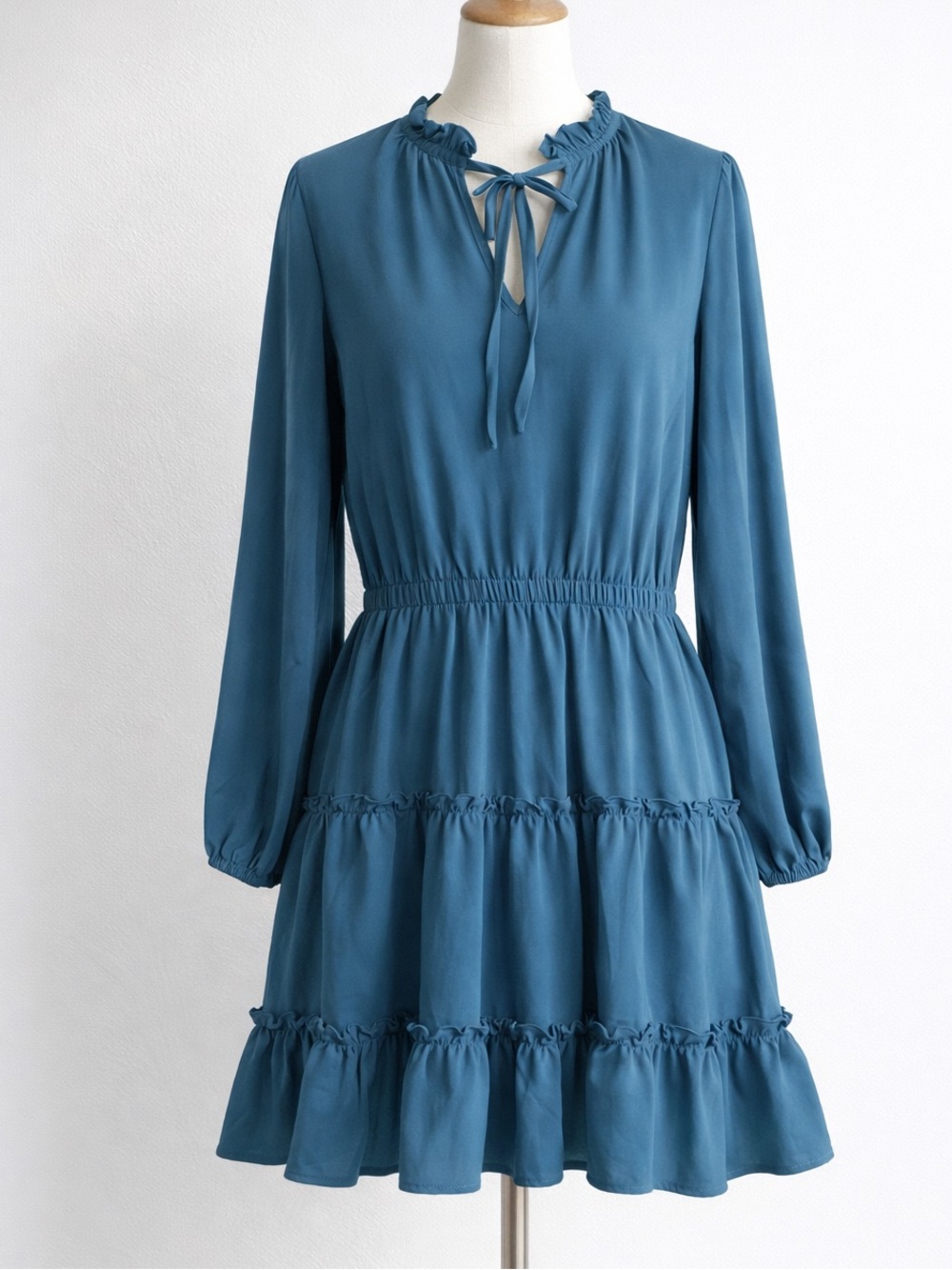 Boho Feminine Tiered Teal Mini Dress College Free Spirit BTFBM ruffle L
